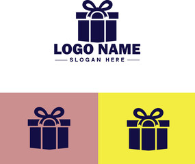 Gift box icon logo modern flat minimalist app business vector logo