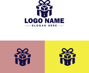 Gift box icon logo modern flat minimalist app business vector logo
