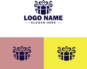 Gift box icon logo modern flat minimalist app business vector logo