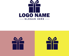 Gift box icon logo modern flat minimalist app business vector logo
