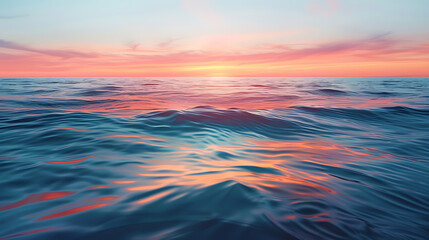 Fototapeta premium Wavy sea under a post-sunset sky, serene and tranquil, captured in a fleeting moment, offering a glimpse into the beauty of nature's twilight embrace