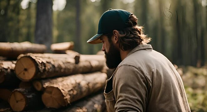 Lumberjack in the forest.