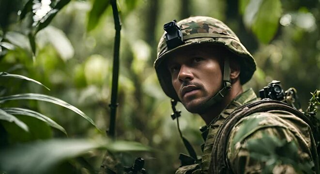 Soldier in the jungle.