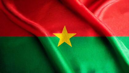flag of Burkina Faso with visible satin texture