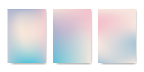 Abstract gradient backgrounds set. Multicolor pastel colors soft blend. Blur fluid effect. Summer sea sunset color. Template for cover, poster, wallpaper, flyer, social media, web design
