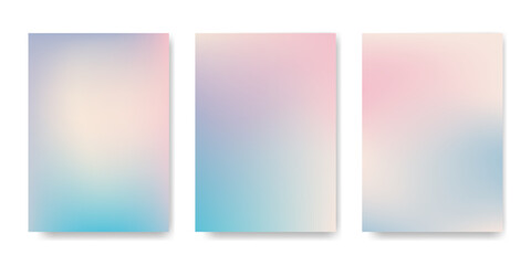 Fototapeta premium Abstract gradient backgrounds set. Multicolor pastel colors soft blend. Blur fluid effect. Summer sea sunset color. Template for cover, poster, wallpaper, flyer, social media, web design
