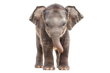 Obraz premium Cute baby Elephant isolated on a white background. Adorable Elephant. Concept of wildlife, animal portraits, and conservation.