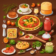illustration of food for website recipes icon