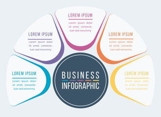 5 Steps Infographic business design 5 objects, elements or options infographic template for business information