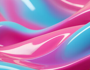 Abstract Liquid Background with Colorful Rays, Bubbles, Waves, and Shiny Surface - Dynamic 3D 4D Render