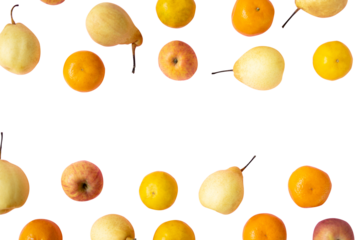 Creative layout of isolated fresh fruits. shot with high angle view for food concept with text space in the center