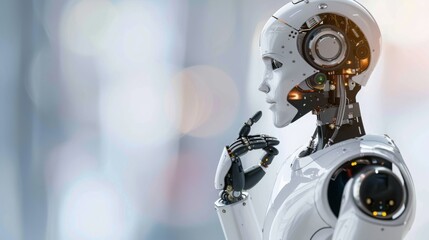 Fototapeta premium conversation command about robot artificial intelligence (ai). smart technology business, development information assistant software, learning generate online service communication futuristic.