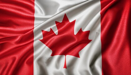 Canada flag with pleats with visible satin texture