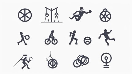 A collection of sports icons and symbols
