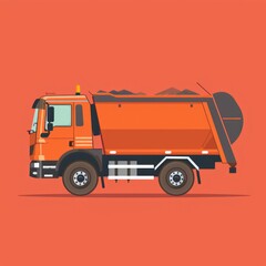 Garbage Truck Flat Icon Style - Reusing Waste with Graphic Illustration of Truck and Car