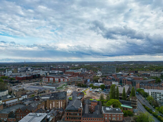 Aerial View of Central Nottingham City of England UK. April 26th, 2024