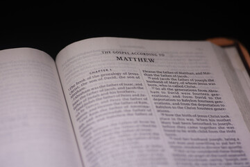 The book of Matthew in a Christian bible scripture 