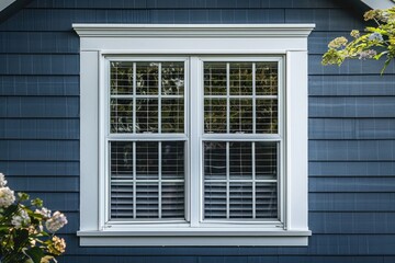 Affordable Double Hung Window with White Grilles on Elegant Frame, Ideal for Colonial Buildings