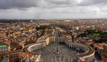view of St. Peter square in Rome from Dome