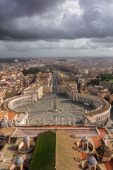 view of St. Peter square in Rome from Dome