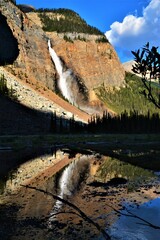 Takakkaw Falls (total height of 373 m, the second tallest waterfall in Canada), fed by the...