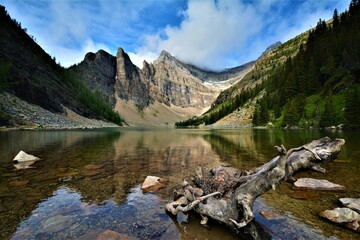 Lake Agnes - a small mountain lake in the Banff National Park, approximately 3.5 km (one-way)...