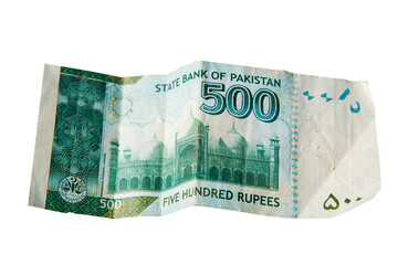 Back Side Of  500 Pakistanis Currency Isolated in white transparent background . Pakistanis currency PNG. PNG currency  