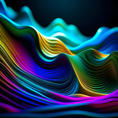 3D abstract colorful waves background