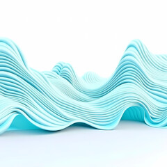 3D abstract light blue waves on white background