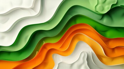 Close up of vibrant green, orange, and white wave pattern in natural landscape