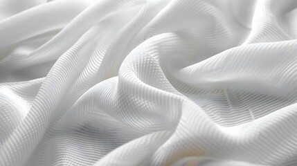 An elegant white fabric with a delicate wave texture creates a sense of luxurious softness and purity. 