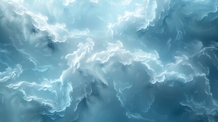 Abstract blue and white digital art resembling marble patterns or aerial view of a stormy ocean for versatile backgrounds and designs. 