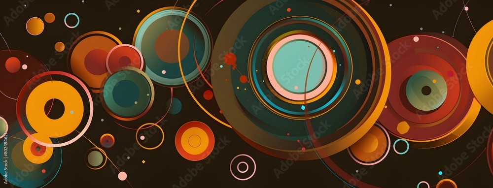 Poster abstract background with geometric shapes and colorful balloons vector illustration in the style of 