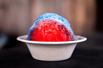 Shave ice - hawaiian shaved ice dessert. Close up of traditional local Hawaii dessert food.