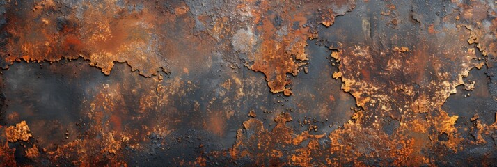 Rustic metal texture in brown and rust colors, seamless pattern for design. Background of a rusty steel surface with a grainy rough effect.