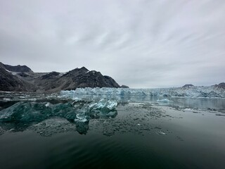 Icebergs on the ocean in Greenland