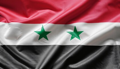 Syria flag with folds with visible satin texture