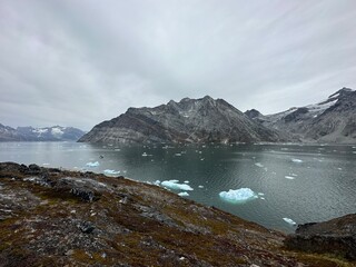 icebergs and glaciers on the arctic ocean in greenland