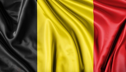 Fototapeta premium Belgium flag with juicy colors_with pleats with visible satin texture