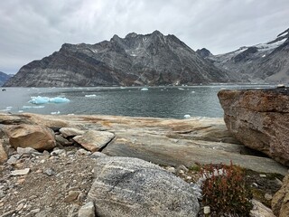 icebergs and glaciers on the arctic ocean in greenland