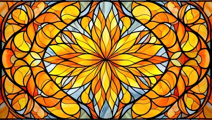 Floral Mosaic: Artistic Composition Featuring Colorful Flower and Leaves in Shades of Orange and Yellow