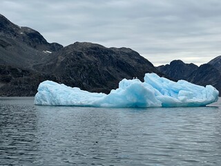 icebergs and glaciers on ocean in greenland