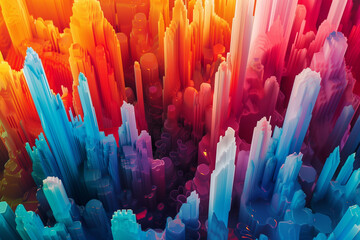 Colorful Skyline of Tall Buildings
