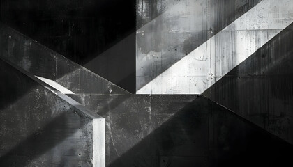 An HD photo showcasing a collage of geometric shapes in a monochromatic scheme, emphasizing texture and shadow