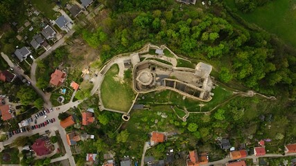 Aerial view of Bolkow Castle, Dolnośląskie, Poland.