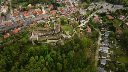 Aerial view of Bolkow Castle, Dolnośląskie, Poland.