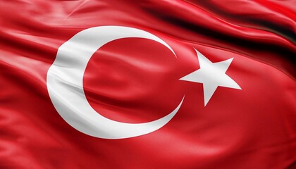 turkish flag with folds with visible satin texture