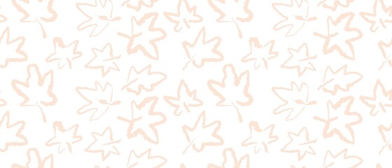 Seamless abstract botanical pattern. Beige foliage on white background.  Digital brush strokes. Design for textile fabrics, wrapping paper, background, wallpaper, cover.