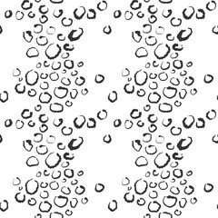 Seamless abstract geometric pattern. Black, white texture. Lines, stains, ovals, circles. Digital brush strokes background. Design for textile fabrics, wrapping paper, background, wallpaper, cover.