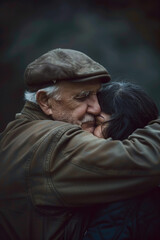 Fototapeta premium A powerful photograph capturing the emotional moment when two former enemies embrace, signifying forgiveness, reconciliation, and the possibility of lasting peace.